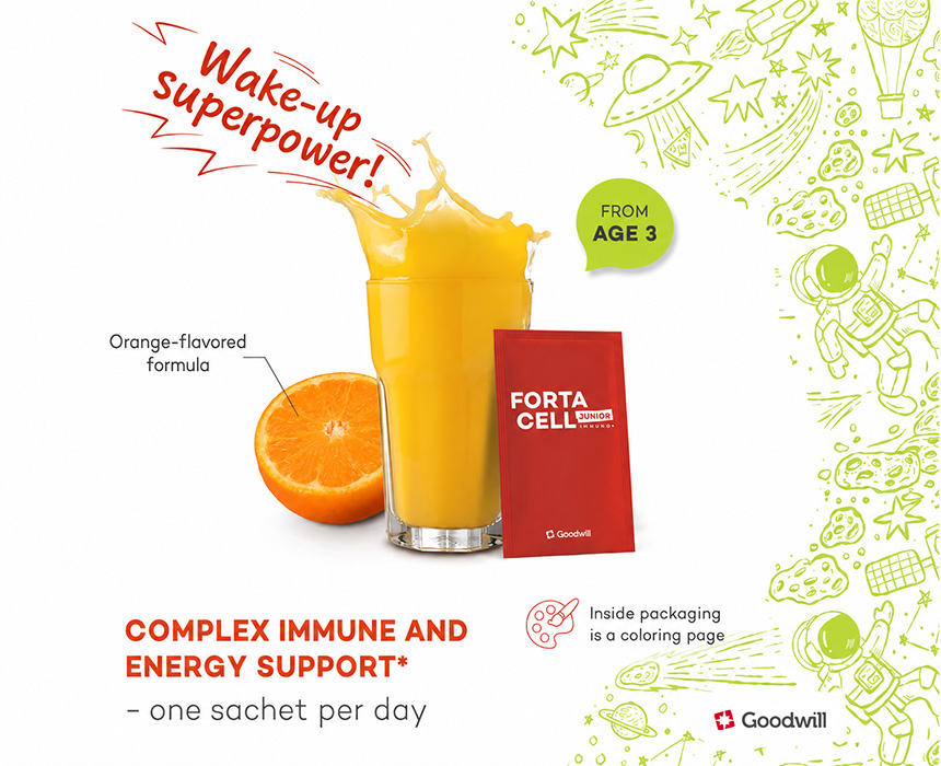 Fortacell Immuno+ Junior 15x - kids vitamin / kids multivitamin for immune support